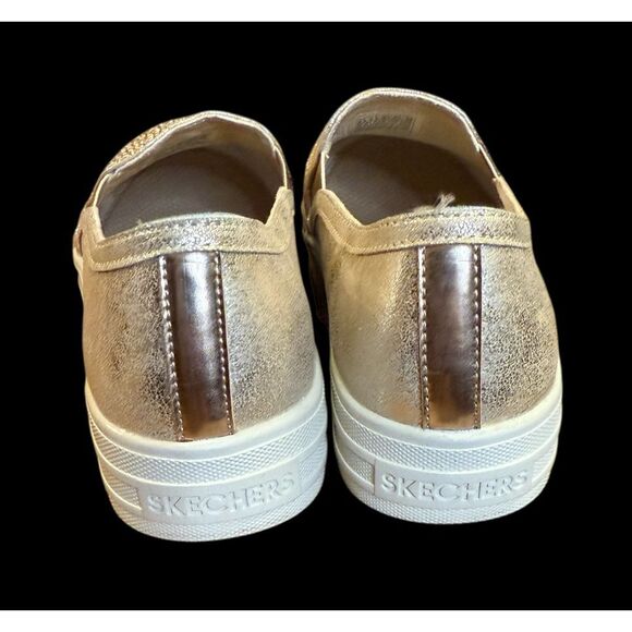 Skechers Double Up Shiny Dancer Slip On Sneakers  Gold 6.5 Memory Foam - Picture 11 of 15